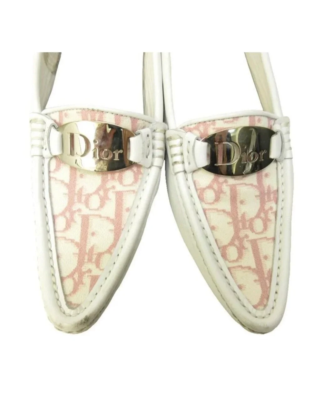 Dior Trotter Loafers Driving Shoes Leather White 35.5 - Picture 4 of 7